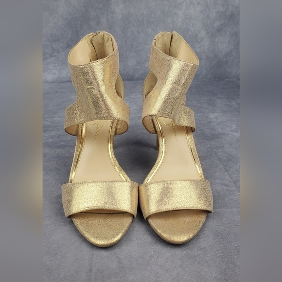 Jessica Simpson Gold Women's Sandals‎ heels evening party Cocktail Size 8 M - Picture 3 of 11